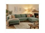Trendmanufaktur , Grün , Textil , U-Form , 306x161 cm , Made in Europe , Bettkasten erhältlich, Bettfunktion erhältlich, Rücken echt, Armteil links, Armteil rechts , Wohnzimmer, Sofas & Couches, Wohnlandschaften, Wohnlandschaften U-Form