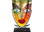 Dekovase CASABLANCA BY GILDE "Face", bunt, B:29cm H:47cm T:10cm, Glas, Vasen, handbemalt