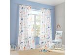 Gardine OTTO HOME "OCEAN" Gr. 1, weiß (weiß, neutral), B:135cm H:145cm, Baumwolle, Polyester, Gardinen, Gardine, Kindergardine, mit Meeresmotiven einseitig bedruckt, Tiere