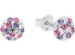 Paar Ohrstecker AMOR "2021194", silber (silberfarben, weiß, lila, rosa, weiß, lila, rosa), Ohrringe, Mädchen, 6mm, Silber 925 (Sterlingsilber), mit Preciosa