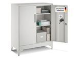 tectake® Aktenschrank, 80 x 40 x 100 cm, 2 verstellbare Zwischenböden, pulverbeschichteter Stahl, Kippschutz, höhenverstellbare Füße