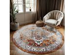 Muratap Picasso castana vintage rond vloerkleed terra / multi laagpolig