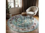 Muratap Picasso pablo vintage rond vloerkleed groen / multi laagpolig- 240