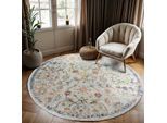 Muratap Picasso sarough vintage rond vloerkleed creme / beige laagpolig