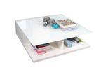 Livetastic , Weiß Hochglanz , Glas, Holzwerkstoff , 2 Schublade(n) Schubladen , quadratisch , 100x36x100 cm , Stauraum, offenes Fach ,