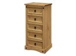 Mid.you , Naturfarben, Honig , Holz , Kiefer , massiv , 5 Schublade(n) Schubladen , 53x109x39 cm ,