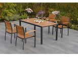 Garten-Essgruppe MERXX "Santorin", grau (graphit, natur), Aluminium, Massivholz, Sitzmöbel-Sets, Garten-Essgruppe