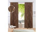 Gardine OTTO HOME "Quinnton", braun, goldfarben, B:140cm H:145cm, Polyester, Gardinen, Gardine, Blickdicht, 2er‑Set. Metallic‑Akzenten, Kräuselband