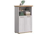 Midischrank WELLTIME "COSENZA, Höhe 116cm, 2 Türen, 2 offene Fächer, 3 Einlegeböden", weiß (sibiu lärche nb), B:74cm H:116cm T:34cm, FSC-zertifizierter Holzwerkstoff, Schränke, Midischrank, Midischrank, Badschrank, Bad, Badezimmer