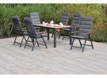 Garten-Essgruppe MERXX "»Tinos«", grau (grau, grau, graphit), Aluminium, Massivholz, Sitzmöbel-Sets, Garten-Essgruppe, Ausziehtisch: LxB: 150-200 x 90 cm
