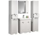 VCM 5-tlg. Waschplatz Waschtisch Breite 60 cm Badmöbel Set Waschbecken Spiegelschrank Hochschrank Landhaus Casalo L