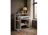 Schreibtisch – Weiß, 94x90,5x48,5 cm, Tastaturauszug, kompakt, mit Druckerablage