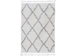 Hochflor-Teppich CARPETFINE "Eddy", weiß, B:240cm H:30mm L:340cm, Polyester, Teppiche, Fransenteppich, Shaggy, auch als Läufer und in quadratisch, mit Fransen, Wohnzimmer