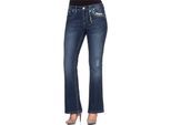 Bootcut-Jeans SHEEGO BY JOE BROWNS, Damen, Gr. 58, Normalgrößen, blau (dunkelblau denim), 70% Baumwolle, 28% Polyester, 2% Elasthan, unifarben, lang, Jeans
