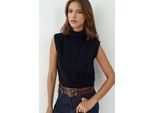 Pullover-Weste mit Rollkragen und Haar-Zopf-Muster