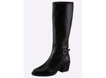 Stiefel HEINE, Damen, Gr. 39, schwarz, Glattleder, Leder, Rindsleder, Schuhe Stiefel