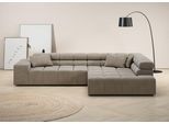 Ecksofa HOME AFFAIRE "Ancona, Ecksofa, incl. Kopfteilverstellung, Breite 319 cm, L-Form", grau (taupe), B:319cm H:70cm T:215cm, Struktur (85% Polyester, 15% Viskose);Luxus-Microfaser weich (98% Polyester, 2% Nylon);Velours (100% Polyester), Sofas, Ecksofa, wahlweise motorische Sitztiefenverstellung, auch in Cord + Easy Care
