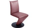 Esszimmerstuhl K+W KOMFORT & WOHNEN "Drive Drehstuhl", rot (cabernet 15, drehteller in metall schwarz struktur), B:52cm H:94cm T:63cm, Cloud: Nappaleder pigmentiert, Glattleder, 0, 9/1, 1mm, elegantes Leder mit Wolkung und weichen Griff, Stühle, Esszimmerstuhl, Stuhl mit federnder Sitzschale, Drehteller in Metall schwarz Struktur
