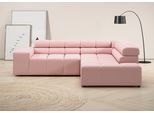 Ecksofa HOME AFFAIRE "Ancona, Ecksofa, incl. Kopfteilverstellung, Breite 249 cm, L-Form", rosa (rosé), B:249cm H:70cm T:215cm, 100% Polyester, Sofas, Ecksofa, wahlweise motorische Sitztiefenverstellung, B/T(H: 249/215/70 cm