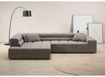 Ecksofa HOME AFFAIRE "Ancona, Ecksofa, incl. Kopfteilverstellung, Breite 319 cm, L-Form", silber, B:319cm H:70cm T:215cm, Struktur (85% Polyester, 15% Viskose);Luxus-Microfaser weich (98% Polyester, 2% Nylon);Velours (100% Polyester), Sofas, Ecksofa, wahlweise motorische Sitztiefenverstellung, auch in Cord + Easy Care