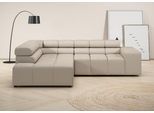 Ecksofa HOME AFFAIRE "Ancona, Ecksofa, incl. Kopfteilverstellung, Breite 249 cm, L-Form", beige (natur), B:249cm H:70cm T:215cm, 85% Polyester, 15% Viskose, Sofas, Ecksofa, wahlweise motorische Sitztiefenverstellung, B/T(H: 249/215/70 cm