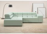 Ecksofa HOME AFFAIRE "Ancona, Ecksofa, incl. Kopfteilverstellung, Breite 249 cm, L-Form", grün (mint), B:249cm H:70cm T:215cm, 100% Polyester, Sofas, Ecksofa, wahlweise motorische Sitztiefenverstellung, B/T(H: 249/215/70 cm