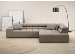 Ecksofa HOME AFFAIRE "Ancona, Ecksofa, incl. Kopfteilverstellung, Breite 319 cm, L-Form", grau (taupe), B:319cm H:70cm T:215cm, Struktur (85% Polyester, 15% Viskose);Luxus-Microfaser weich (98% Polyester, 2% Nylon);Velours (100% Polyester), Sofas, Ecksofa, wahlweise motorische Sitztiefenverstellung, auch in Cord + Easy Care