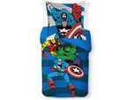 Kinderbettwäsche MARVEL "Avengers Good Guys", blau, B/L: 135cm x 200cm, 1 Stk., 1 Stk., Linon, B/L: 80cm x 80cm, 2, Linon, Obermaterial: 100% Baumwolle, Bettwäsche, Kinderbettwäsche, 100% Baumwolle