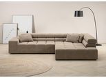 Ecksofa HOME AFFAIRE "Ancona, Ecksofa, incl. Kopfteilverstellung, Breite 319 cm, L-Form", beige (sand), B:319cm H:70cm T:215cm, Struktur (85% Polyester, 15% Viskose);Luxus-Microfaser weich (98% Polyester, 2% Nylon);Velours (100% Polyester), Sofas, Ecksofa, wahlweise motorische Sitztiefenverstellung, auch in Cord + Easy Care