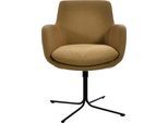 Esszimmerstuhl K+W KOMFORT & WOHNEN "Pego Drehstuhl", beige (sand 35), B:59cm H:84cm T:65cm, Stühle, Esszimmerstuhl, filigranem 4-Fuß-Gestell in schwarz