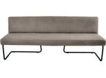 Polsterbank K+W KOMFORT & WOHNEN, grau (stahl 85), B:202cm H:82cm T:67cm, Sitzbänke, Polsterbank, in abgerundeter Form, Rundrohrkufe lang gebogen, Echtleder