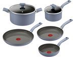 Pfannen-Set TEFAL "Cera Color", blau, grau, Pfannen, Pfannen-Set, Go Ceram Keramik-Antihaftbeschichtung, Thermo-Signal, Induktion