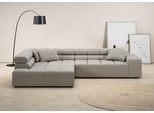 Ecksofa HOME AFFAIRE "Ancona, Ecksofa, incl. Kopfteilverstellung, Breite 319 cm, L-Form", grau (hellgrau), B:319cm H:70cm T:215cm, Struktur (85% Polyester, 15% Viskose);Luxus-Microfaser weich (98% Polyester, 2% Nylon);Velours (100% Polyester), Sofas, Ecksofa, wahlweise motorische Sitztiefenverstellung, auch in Cord + Easy Care