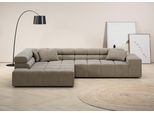 Ecksofa HOME AFFAIRE "Ancona, Ecksofa, incl. Kopfteilverstellung, Breite 319 cm, L-Form", grau (taupe), B:319cm H:70cm T:215cm, Struktur (85% Polyester, 15% Viskose);Luxus-Microfaser weich (98% Polyester, 2% Nylon);Velours (100% Polyester), Sofas, Ecksofa, wahlweise motorische Sitztiefenverstellung, auch in Cord + Easy Care