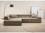 Ecksofa HOME AFFAIRE "Ancona, Ecksofa, incl. Kopfteilverstellung, Breite 319 cm, L-Form", beige (sand), B:319cm H:70cm T:215cm, Struktur (85% Polyester, 15% Viskose);Luxus-Microfaser weich (98% Polyester, 2% Nylon);Velours (100% Polyester), Sofas, Ecksofa, wahlweise motorische Sitztiefenverstellung, auch in Cord + Easy Care
