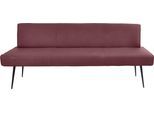 Essbank K+W KOMFORT & WOHNEN "Giacomo I Polsterbank", rot (carbernet, schwarz), B:200cm H:87cm T:62cm, Sitzbänke, Essbank, Metallfüsse in schwarz, wahlweise in der Breite 200cm oder 177cm
