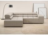 Ecksofa HOME AFFAIRE "Ancona, Ecksofa, incl. Kopfteilverstellung, Breite 249 cm, L-Form", grau (taupe), B:249cm H:70cm T:215cm, 100% Polyester, Sofas, Ecksofa, wahlweise motorische Sitztiefenverstellung, B/T(H: 249/215/70 cm