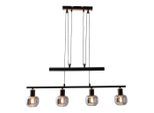 Näve Hängeleuchte Fumoso, Schwarz, Metall, Glas, 10x100-160x78 cm, höhenverstellbar, Lampen & Leuchten, Innenbeleuchtung, Leuchten nach Räumen, Esstischlampen