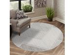 Teppich CARPET CITY "LINDO 8877", grün, H:11mm Ø:200cm, Obermaterial: 100% Polyester, Teppiche, Teppich, Kurzflor, Hochtief-Muster/ 3D-Effekt, Boho-Stil, Wohnzimmer
