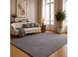 Teppich THE CARPET "kuschelig & Super Soft, Anti-Rutsch Unterseite", grau (anthrazit), B:80cm H:16mm L:300cm, Polyester, Teppiche, Teppich, Waschbar bis 30 Grad, Felloptik, Wohnzimmer Teppich, Kundenliebling