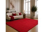 Teppich THE CARPET "kuschelig & Super Soft, Anti-Rutsch Unterseite", rot, B:240cm H:16mm L:340cm, Polyester, Teppiche, Teppich, Waschbar bis 30 Grad, Felloptik, Wohnzimmer Teppich, Kundenliebling