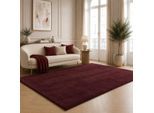 Teppich THE CARPET "kuschelig & Super Soft, Anti-Rutsch Unterseite", braun (bordeaux), B:140cm H:16mm L:200cm, Polyester, Teppiche, Teppich, Waschbar bis 30 Grad, Felloptik, Wohnzimmer Teppich, Kundenliebling