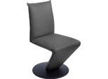 Esszimmerstuhl K+W KOMFORT & WOHNEN "Drive Drehstuhl", grau (schwarzgrau 88, drehteller in metall schwarz struktur), B:52cm H:94cm T:63cm, 775: Flachgewebe, 100% Polyester, Stühle, Esszimmerstuhl, Stuhl mit federnder Sitzschale, Drehteller in Metall schwarz Struktur