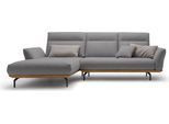 Ecksofa "CR.460 Designsofa, verstellbare Rückenlehne, hochwertig & bequem", grau (lichtgrau, schwarzgrau 044, 34), B:298cm H:103cm T:183cm, Chenille COCO (72% Polyester 15% Baumwolle 13% Polyacryl), CREATION BY ROLF BENZ, Sofas, Ecksofa, Sockel in Nussbaum, Winkelfüße in Umbragrau, Breite 298 cm