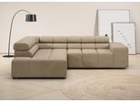 Ecksofa HOME AFFAIRE "Ancona, Ecksofa, incl. Kopfteilverstellung, Breite 249 cm, L-Form", beige (sand), B:249cm H:70cm T:215cm, 95% Polyester, 5% Nylon, Sofas, Ecksofa, wahlweise motorische Sitztiefenverstellung, B/T(H: 249/215/70 cm