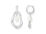 Paar Creolen THOMAS SABO "Natural Beauty Statement-Creolen mit Anhänger, Bold Elegance", bunt (silberfarben, weiß), Ohrringe, Damen, Perlen Silber 925 (recycelt), Perlen, Silber 925 (recycelt), mit Süßwasserzuchtperle