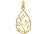 Kettenanhänger AMOR "Tropfen mit Ästen", gold (gelbgoldfarben, kristallweiß, kristallweiß), Schmuckanhänger, Damen, Gelbgold 375, 0,41 g, Kettenanhänger, mit Zirkonia (synth.)