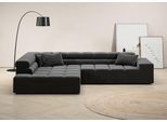 Ecksofa HOME AFFAIRE "Ancona, Ecksofa, incl. Kopfteilverstellung, Breite 319 cm, L-Form", grau (anthrazit), B:319cm H:70cm T:215cm, Struktur (85% Polyester, 15% Viskose);Luxus-Microfaser weich (98% Polyester, 2% Nylon);Velours (100% Polyester), Sofas, Ecksofa, wahlweise motorische Sitztiefenverstellung, auch in Cord + Easy Care