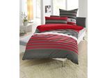 Bettwäsche OTTO HOME "Majoran", rot, B/L: 155cm x 220cm, 1 Stk., 1 Stk., Linon, B/L: 80cm x 80cm, 2 Stk., Linon, Obermaterial: 100% Baumwolle, Bettwäsche, Bettwäsche, gestreifte Bettwäsche, Marke H.I.S by OTTO home, Topseller
