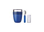 Lunchbox MEPAL "Lunchpot + Faltbarer Löffel Ellipse 500 + 200 ml", blau (vivid blau), Kunststoff, Lebensmittelaufbewahrungsbehälter, Lunchbox